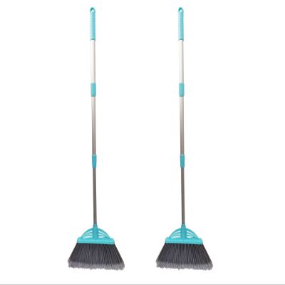 Xifando Three-Section Telescopic Aluminum Alloy Rod Long-Handled Broom for Housekeeping Garden Camping Outdoor&Indoor, 2 PCS Light Blue