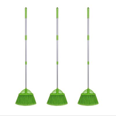 Xifando Three-Section Telescopic Aluminum Alloy Rod Long-Handled Broom for Housekeeping Garden Camping Outdoor&Indoor, 3 CPS Green