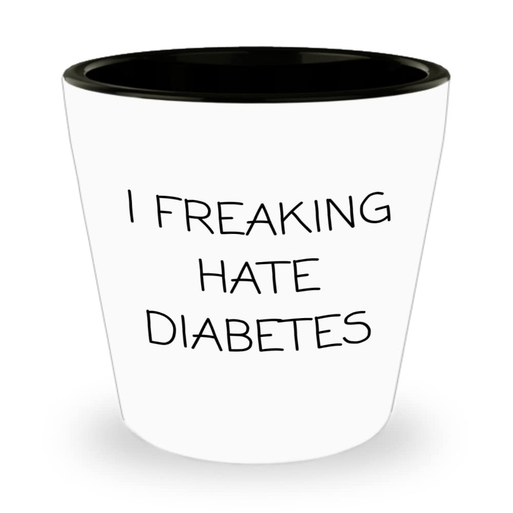 Funny Diabetic Gift - Diabetes Ceramic Shot Glass - Present For Diabetic - Diabetes Awareness - I Freaking Hate Diabetes