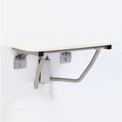 Padded Folding Shower Seat - Wall Mount Bench for Inside Shower / ADA Bathroom Safety Assist / 304 Stainless Steel / Marine Grade Vinyl / 24" x 16"