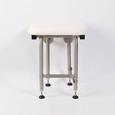 Padded Folding Shower Seat with Legs - Wall Mount Bench for Inside Shower / Bathroom Safety Assist / 304 Stainless Steel / Marine Vinyl / 18" x 16"