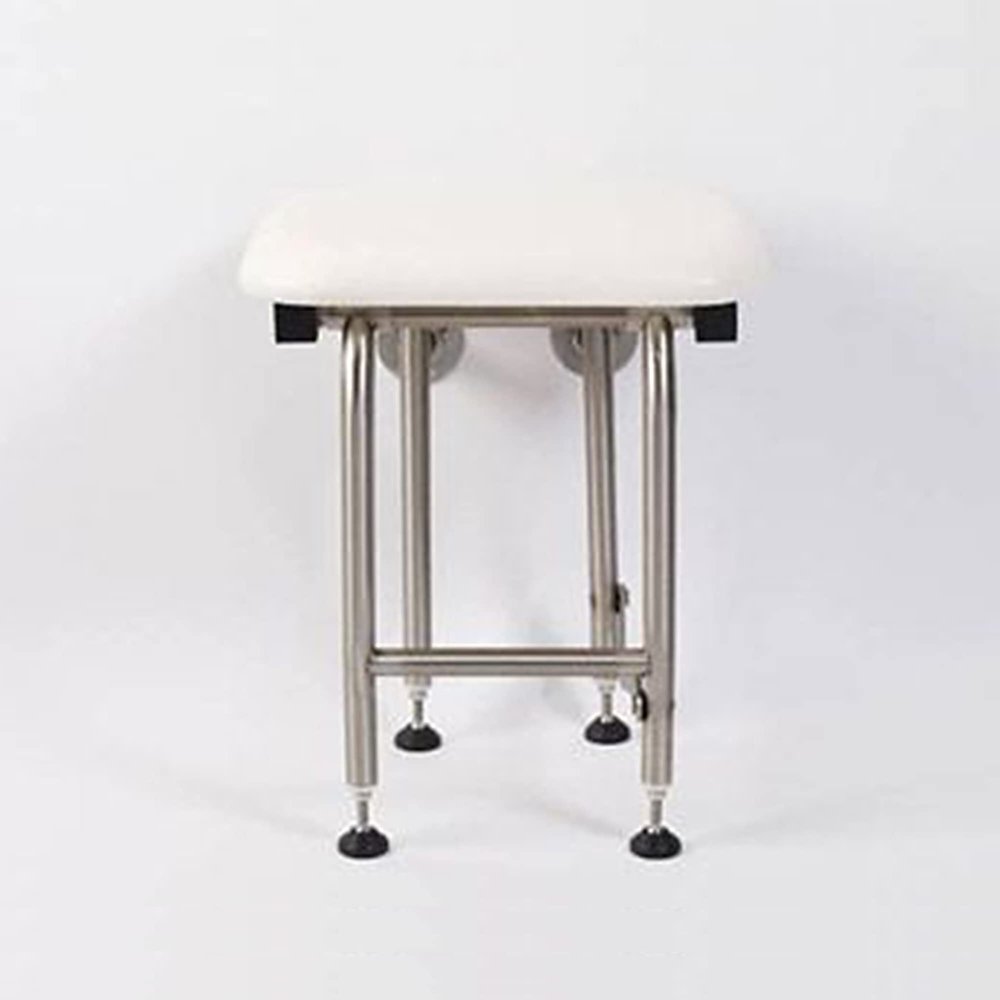 Padded Folding Shower Seat with Legs - Wall Mount Bench for Inside Shower / Bathroom Safety Assist / 304 Stainless Steel / Marine Vinyl / 18" x 16"