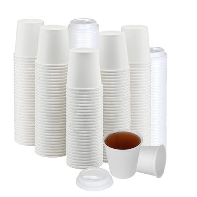 Smygoods White Disposable Paper Coffee Cups with Lids (4 OZ, 50 Count) For Hot Beverages, Tea, Espresso, Cocoa - To Go Drink Containers, Caf & Office