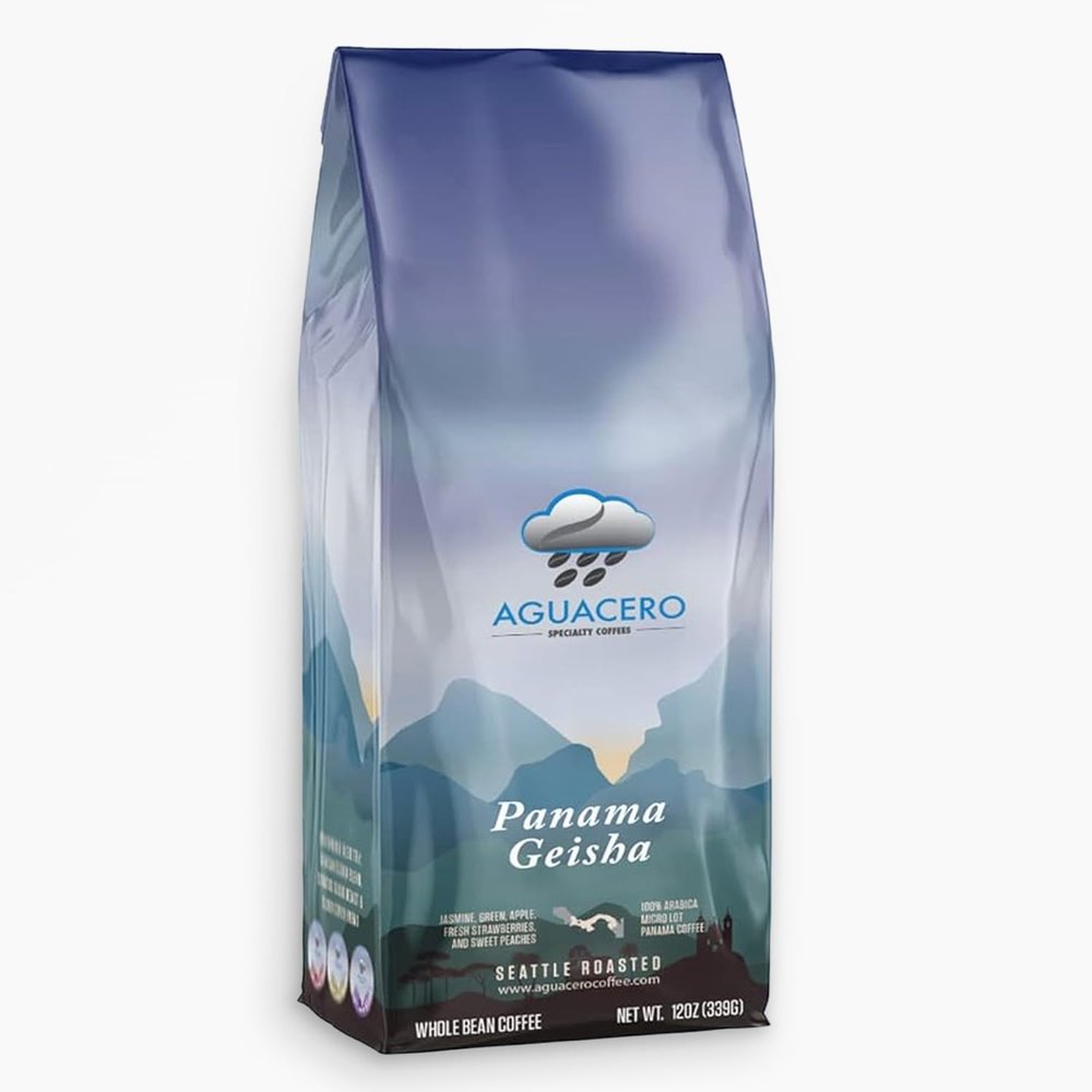 Aguacero Panama Geisha Whole Arabica Bean Coffee | Private Collection Single-Origin | 12 oz Bag | Jasmine, Strawberry, Peach and Floral Aroma Notes