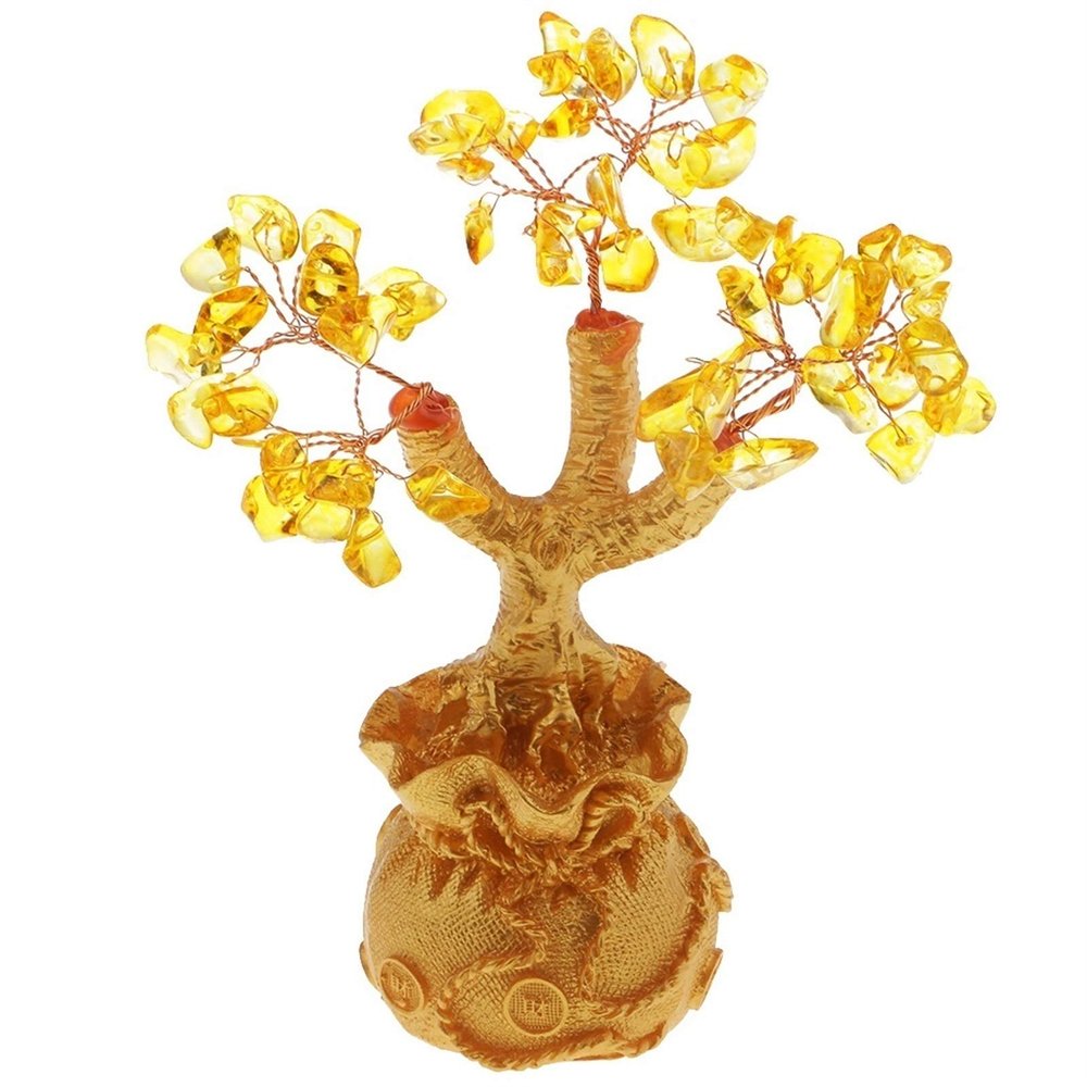 Crystal Fortune Tree Mini Feng Shui Crystal Money Tree Seven Chakra Natural Healing Gemstone Crystal Bonsai Fortune Lucky Wealth Bonsai Style Office Decor Spiritual Gift Crystal Bonsai Fortune Money T