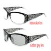 Transition Photochromic Bifocal Reading Glasses for Women round Bling Rhinestone reading Glasses Crystal Colorful Frame (black, 3.25, multiplier_x) view 3