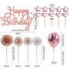 Happy Birthday Cake Topper- 11 Pack Birthday Cake Decorations Set Confetti Balloon Stars Heart Cupcake Toppers and Paper Fans Party Supplies for Girls Women Kids (Rose Gold) view 4