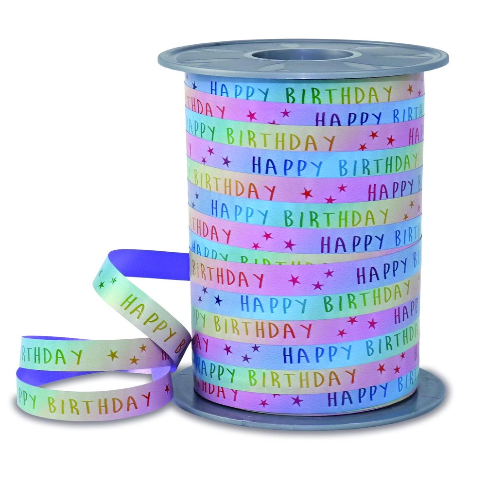 PRSENT Rainbow Curling Ribbon - Birthday Pastell, 200 m Gifts Band for Wrapping and Decorating, 10 mm Width, Decorative Ribbon for Easter Decorations, Balloons, Baby Showers,... - Easy to Curl