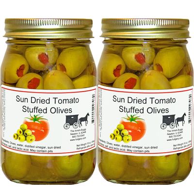 Stuffed Large Olives - Choose Two 16 oz. Jars (Sun Dried Tomato Stuffed Olives)