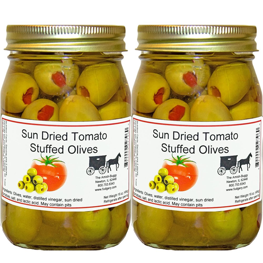 Stuffed Large Olives - Choose Two 16 oz. Jars (Sun Dried Tomato Stuffed Olives)