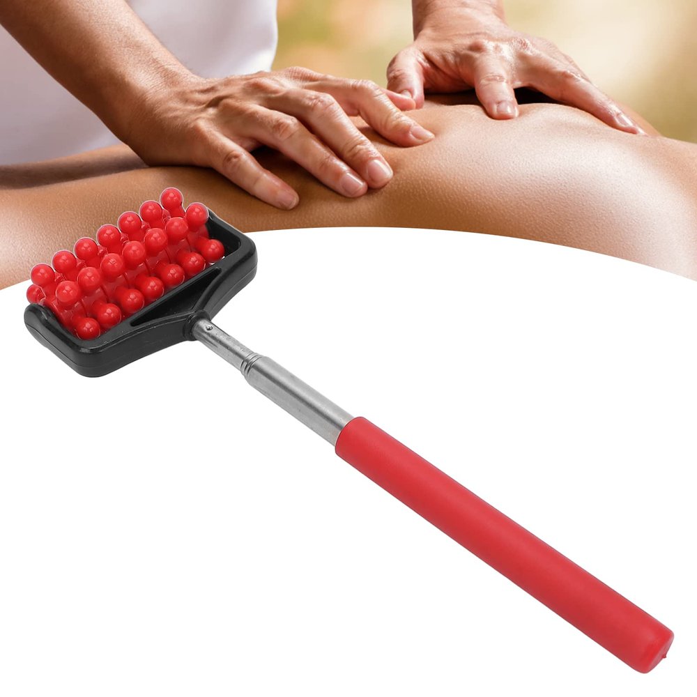 ZJchao Back Scratchers, Telescopic Massagers, Adjustable Muscle Roller for Back, Head, Arm - Portable Extendable Backscratchers for Men Women (Red)