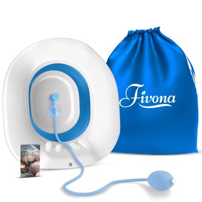 Fivona Sitz Bath for Toilet Seat with Massage Hand Flusher and Storage Bag; Postpartum Care and Hemorrhoid Treatment; BPA Free V Steam Kit; Perfect for Perineal Soak and Portable Bidet
