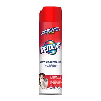 Resolve Pet Specialist Heavy Traffic Foam, Carpet Cleaner, Pet Stain and Odor Remover, 22oz