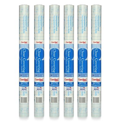 KITTRICH CORPORATION, Clear, Adhesive, 18" x 9 ', Glossy, 6 Rolls, 6 Count