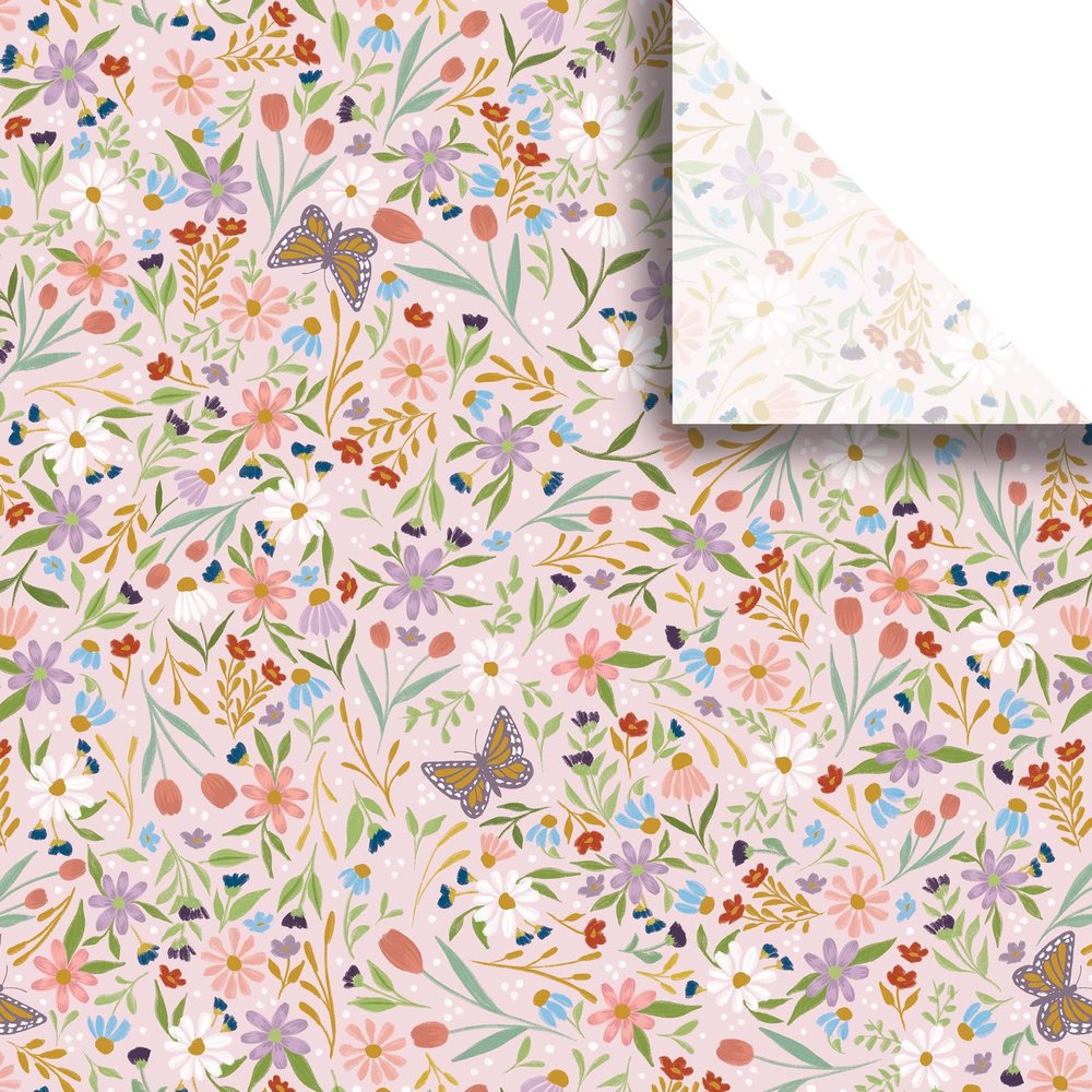 Jillson & Roberts 20" x 30" Printed Gift Tissue for Birthdays, Wine Bags, Weddings, Delicate Floral, 24 Folded Sheets