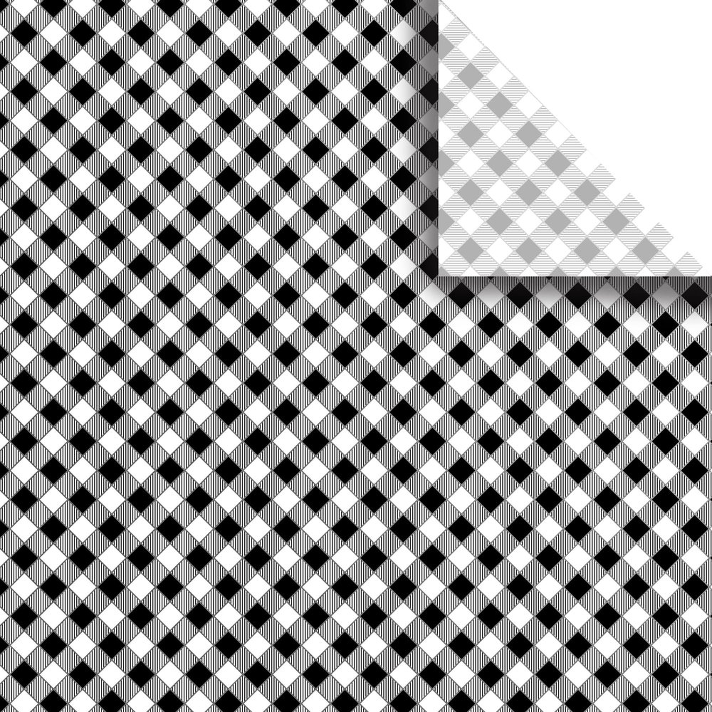 Jillson Roberts Printed Unfolded Gift Tissue 20" x 30" for Birthdays, Wine Bags, Weddings, Black Gingham, 240 Sheets