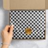 Jillson & Roberts 20" x 30" Printed Gift Tissue for Birthdays, Wine Bags, Weddings, Black Gingham, 24 Folded Sheets view 4