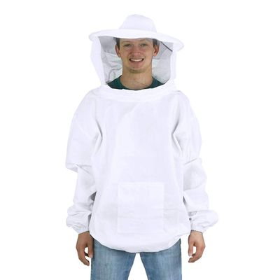 XGOPTS Ventilated Beekeeping Suit Jacket Professional Lightweight Beekeeper Protective Clothing Smock with Hood and Veil for Adult Men Women, White