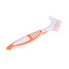 Smalibal Premium Denture Cleaning Brush Set with Multi-Layered Bristles & Ergonomic Rubber Handle, Portable Denture Double Sided Brush for False Teeth Cleaning Orange view 1
