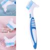 Smalibal Premium Denture Cleaning Brush Set with Multi-Layered Bristles & Ergonomic Rubber Handle, Portable Denture Double Sided Brush for False Teeth Cleaning Orange view 3