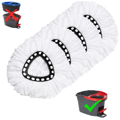 4 Pack Mop Replacement Heads for O-Ceda EasyWrin Spin Mop, Microfiber Spin Mop Refills, Easy Cleaning Mop Head Replacement