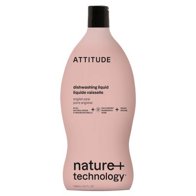 ATTITUDE Dish Soap, EWG Verified, Plant-Based & Vegan Dishwashing Liquid, Naturally Derived, English Pear Scent, 24 Fl Oz