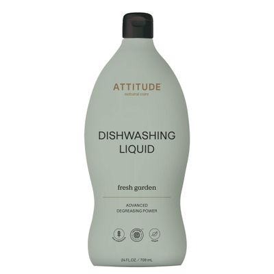ATTITUDE Dish Soap, EWG Verified, Plant-Based & Vegan Dishwashing Liquid, Naturally Derived, Fresh Garden Scent, 24 Fl Oz