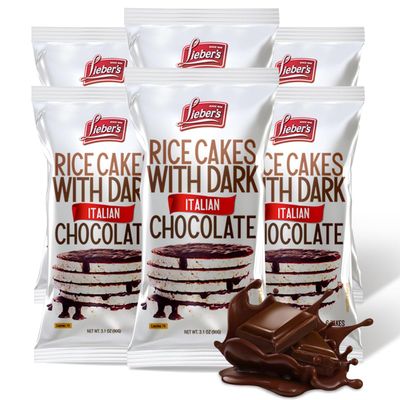 LIEBERS Dark Italian Chocolate Rice Cakes, Kosher Certified Dairy Free, Gluten Free Snack (Dark Italian Chocolate) Pack Of 6