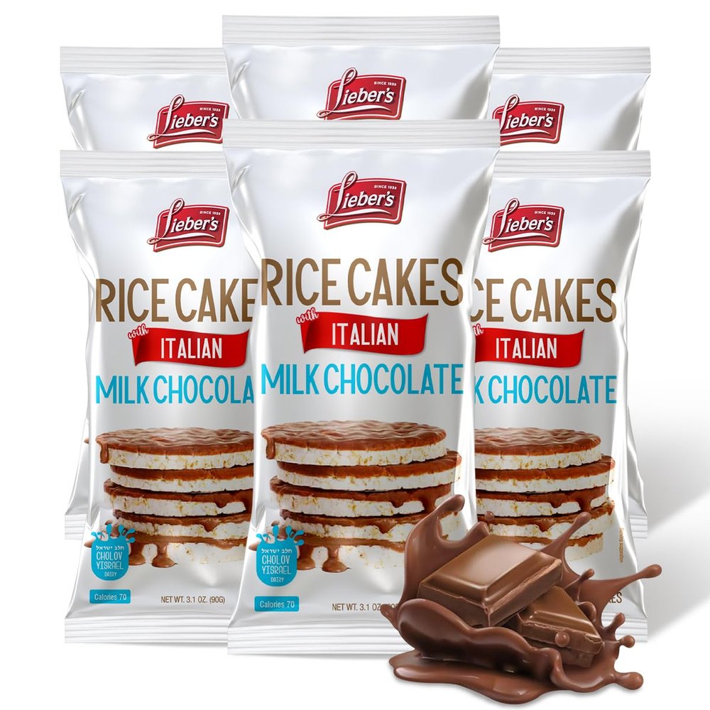 LIEBERS Milk Chocolate Rice Cakes, Kosher Certified Dairy, Gluten Free Snack (pack of 6) (Italian Milk Chocolate)