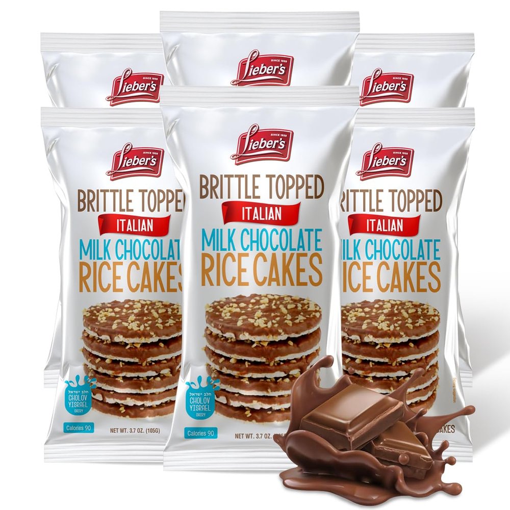 LIEBERS Thin Chocolate Rice Cakes, Kosher Certified Dairy and Dairy Free Options, Gluten Free Snack Pack Of 6 (Brittle Topped Milk Chocolate)