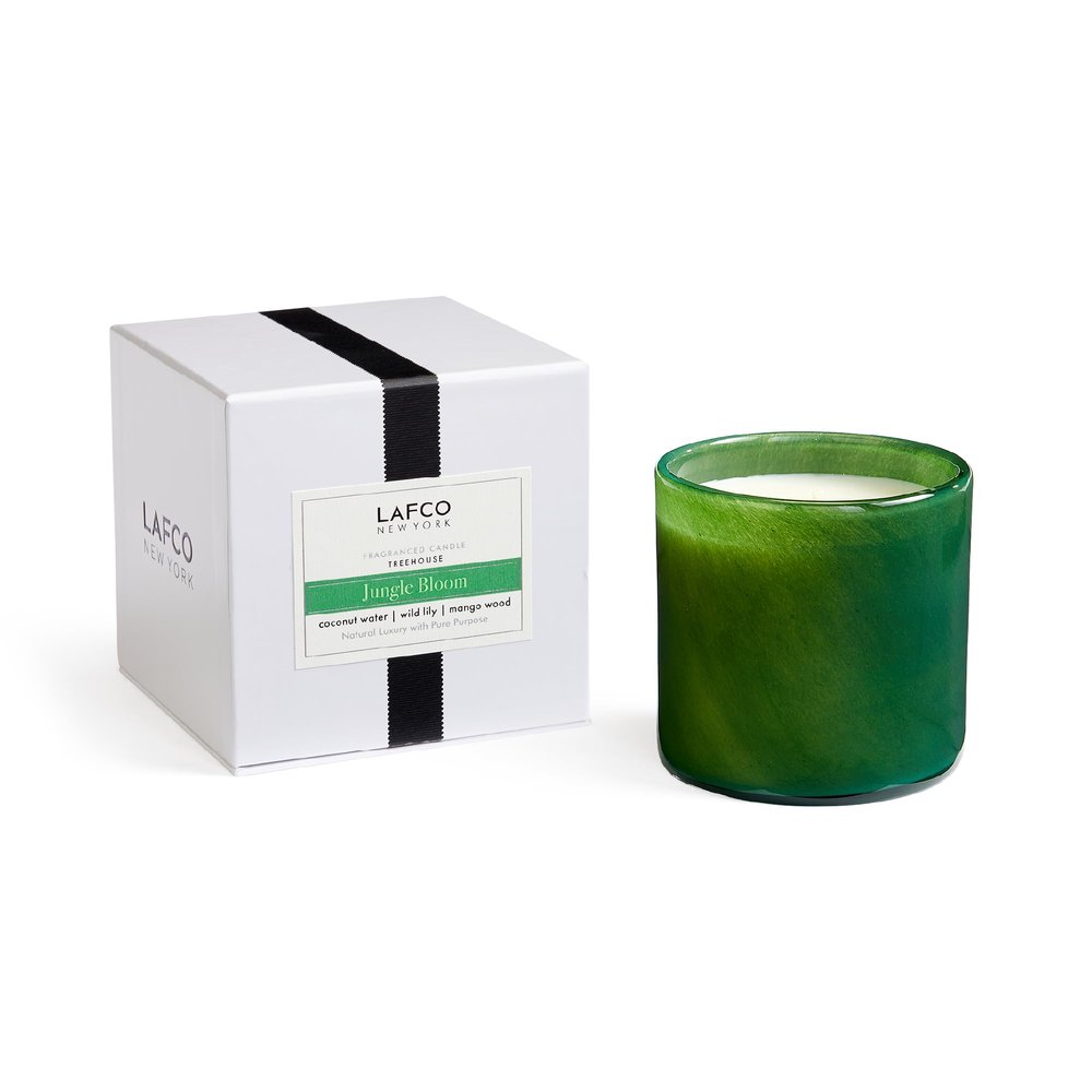 LAFCO New York Signature Candle, Jungle Bloom - 15.5 oz - 90-Hour Burn Time - Reusable, Hand Blown Glass Vessel - Made in The USA