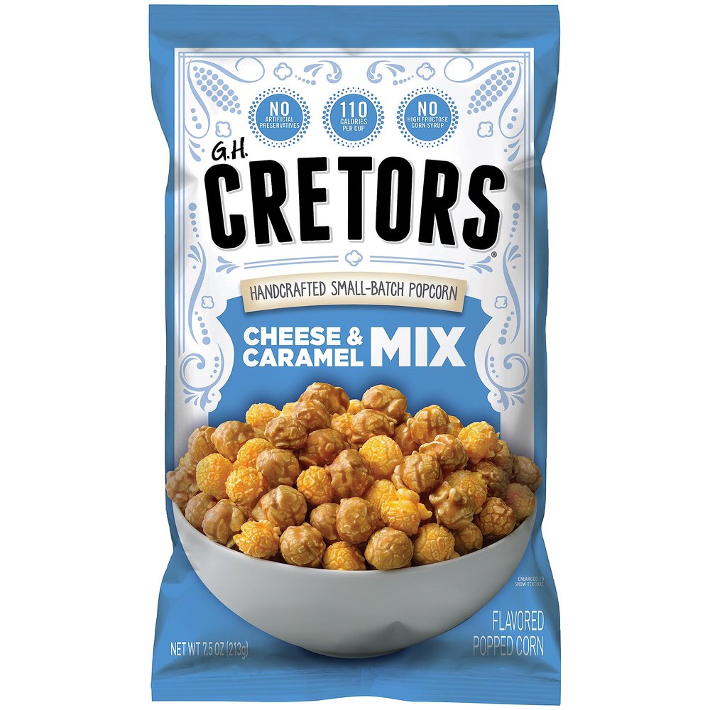 G.H. Cretors Gourmet Caramel Corn Popcorn  Irresistible Cheese & Rich Caramel Flavor in Convenient Individual Bags, 7.5 Oz (6 Pack)