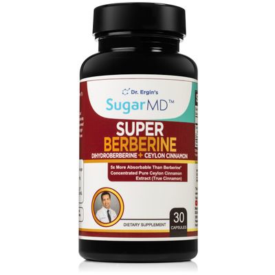 SugarMD Super Berberine Supplement  250mg GlucoVantage Dihydroberberine with Ceylon Cinnamon - 5X More Absorbable Than Regular Berberine  30 Capsules (30 Day Supply)