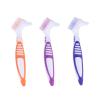 FRUTA 3 Pcs Denture Cleaning Brushes False Teeth Cleaning Brush Denture Double Sided Brush Multi-Layered Bristles Brush Portable Brush for False Teeth, 3 Colors view 1
