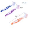 FRUTA 3 Pcs Denture Cleaning Brushes False Teeth Cleaning Brush Denture Double Sided Brush Multi-Layered Bristles Brush Portable Brush for False Teeth, 3 Colors view 2