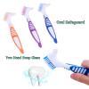 FRUTA 3 Pcs Denture Cleaning Brushes False Teeth Cleaning Brush Denture Double Sided Brush Multi-Layered Bristles Brush Portable Brush for False Teeth, 3 Colors view 4