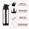 Asbirg Fitness | 24 oz Glass Protein Shaker Bottle  BPA-Free, Leakproof Lid, Stainless Steel Mixing Ball & Silicone Sleeve  Gym Shaker for Smoothies, Shakes & Pre-Workout  Black view 2