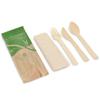 Natural Dinner Party Catering Bamboo Veneer Utensil 4pc Set - Spoon, Fork, Knife, Napkin - Bagged - 10 Sets view 1
