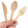 Natural Dinner Party Catering Bamboo Veneer Utensil 4pc Set - Spoon, Fork, Knife, Napkin - Bagged - 10 Sets view 2