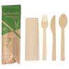 Natural Dinner Party Catering Bamboo Veneer Utensil 4pc Set - Spoon, Fork, Knife, Napkin - Bagged - 10 Sets view 4