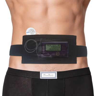 Insulin Pump Belt with Mesh Pouch for Easy Viewing/Operation Diabetic T1D Medical Holder Adjustable Waist Band Accessories Lightweight for Tubing Epipen Men Women Adult Black