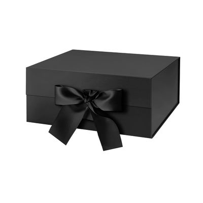 JINMING Gift Box with Ribbon 9x6.5x3.8 Inches, Black Box for Gifts, Groomsman Proposal Box for Mother's Day, Father's Day, Collapsible with Magnetic Closure