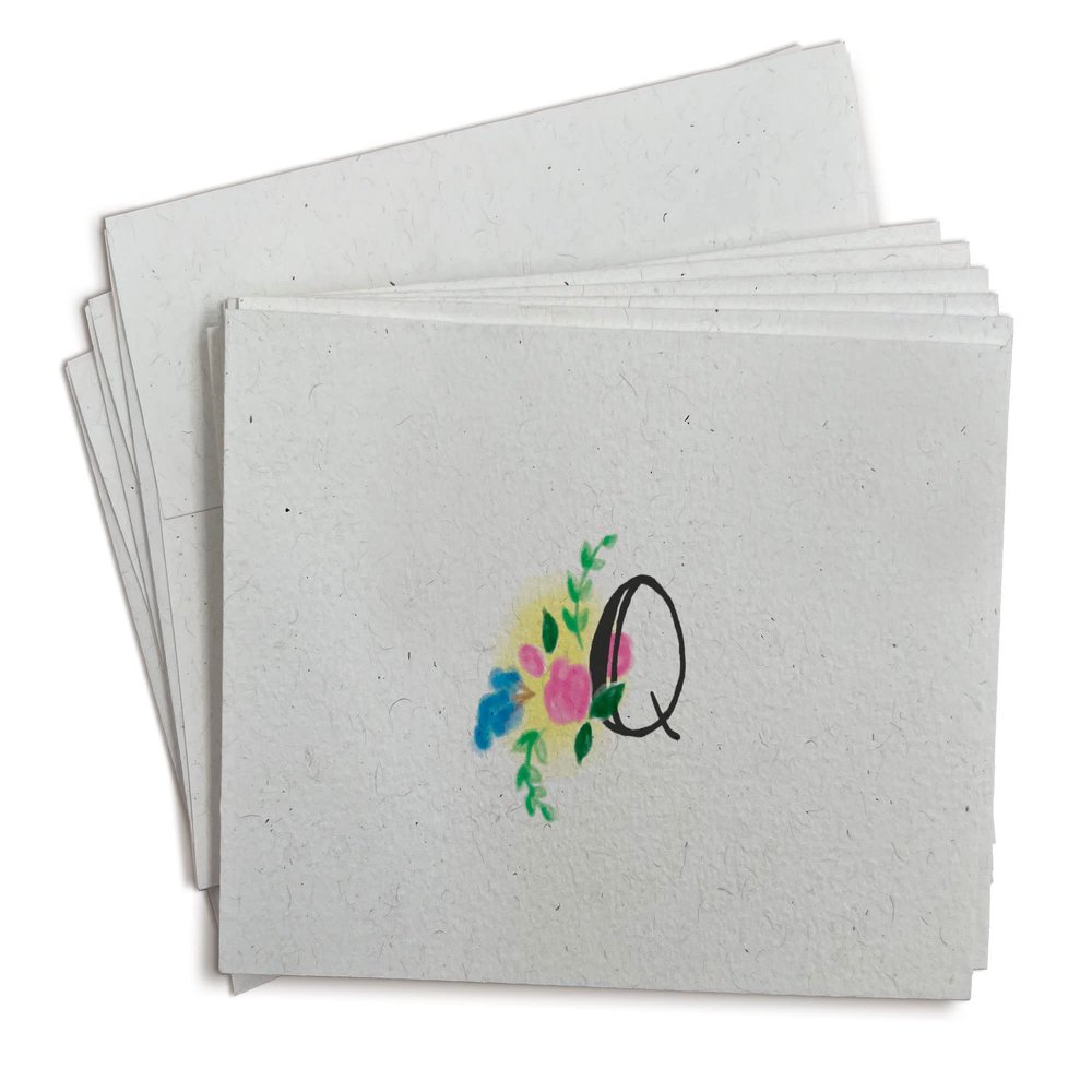 Sugartown Greetings Floral Monogram Note Cards - 24 Stationery Note Cards with Envelopes (Letter Q)
