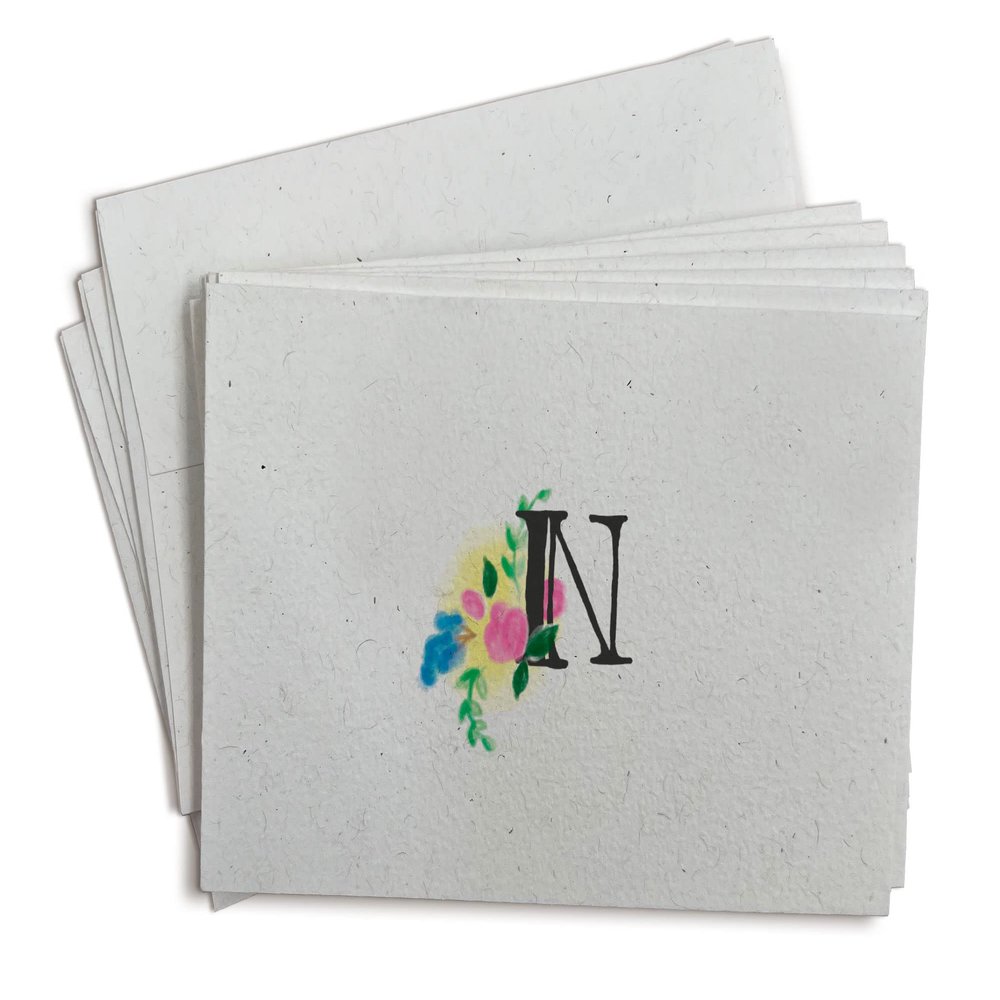 Sugartown Greetings Floral Monogram Note Cards - 24 Stationery Note Cards with Envelopes (Letter N)