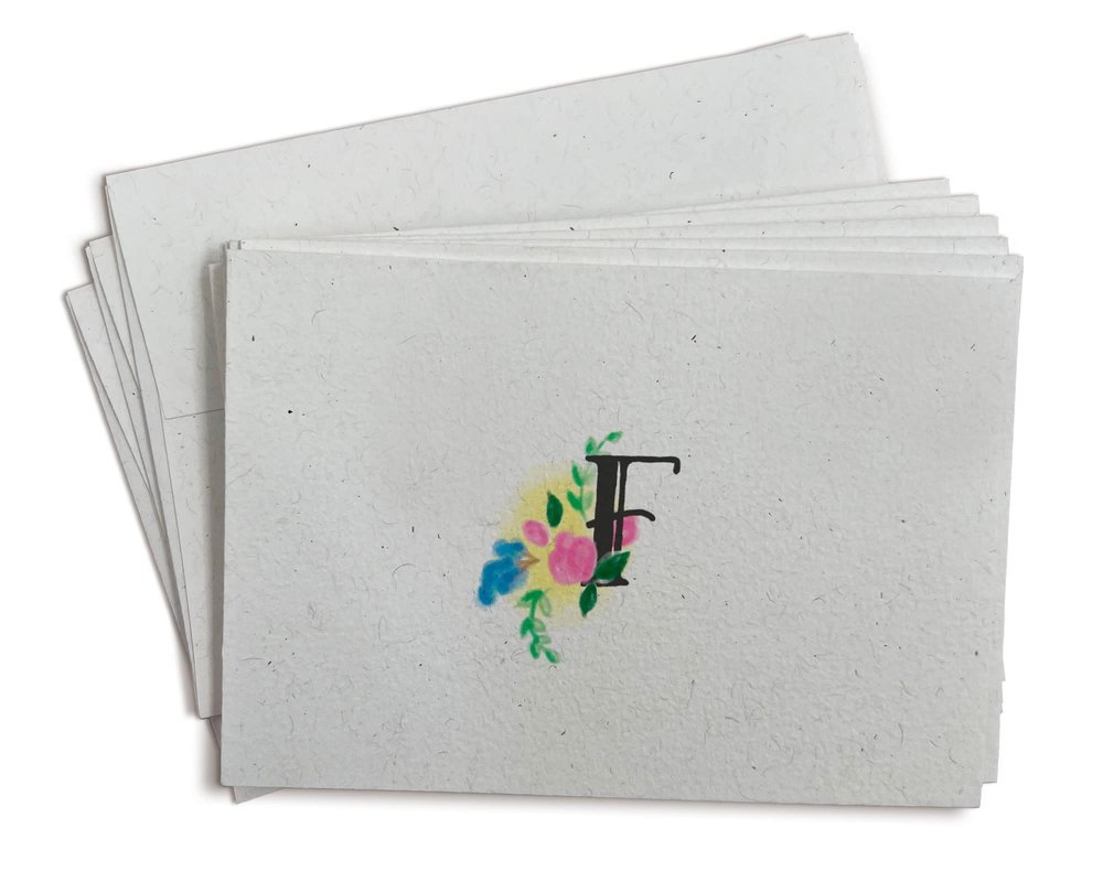 Sugartown Greetings Floral Monogram Note Cards - 24 Stationery Note Cards with Envelopes (Letter F)