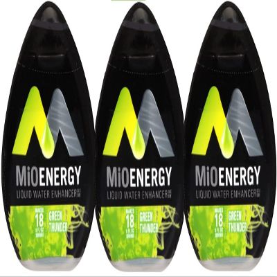 MiO Liquid Flavor Enhancer with Caffeine and B-Vitamins - 3-Pack brought by Southwind Enterprises (Green Thunder)