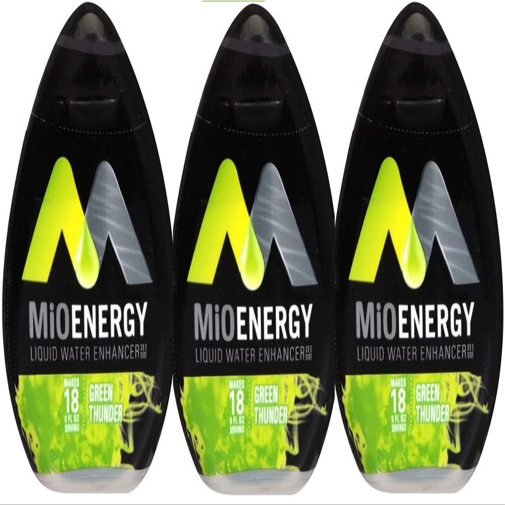 MiO Liquid Flavor Enhancer with Caffeine and B-Vitamins - 3-Pack brought by Southwind Enterprises (Green Thunder)