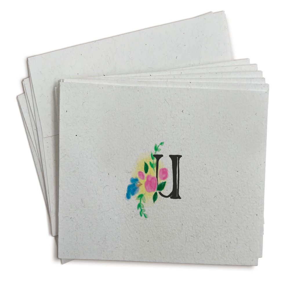 Sugartown Greetings Floral Monogram Note Cards - 24 Stationery Note Cards with Envelopes (Letter U)