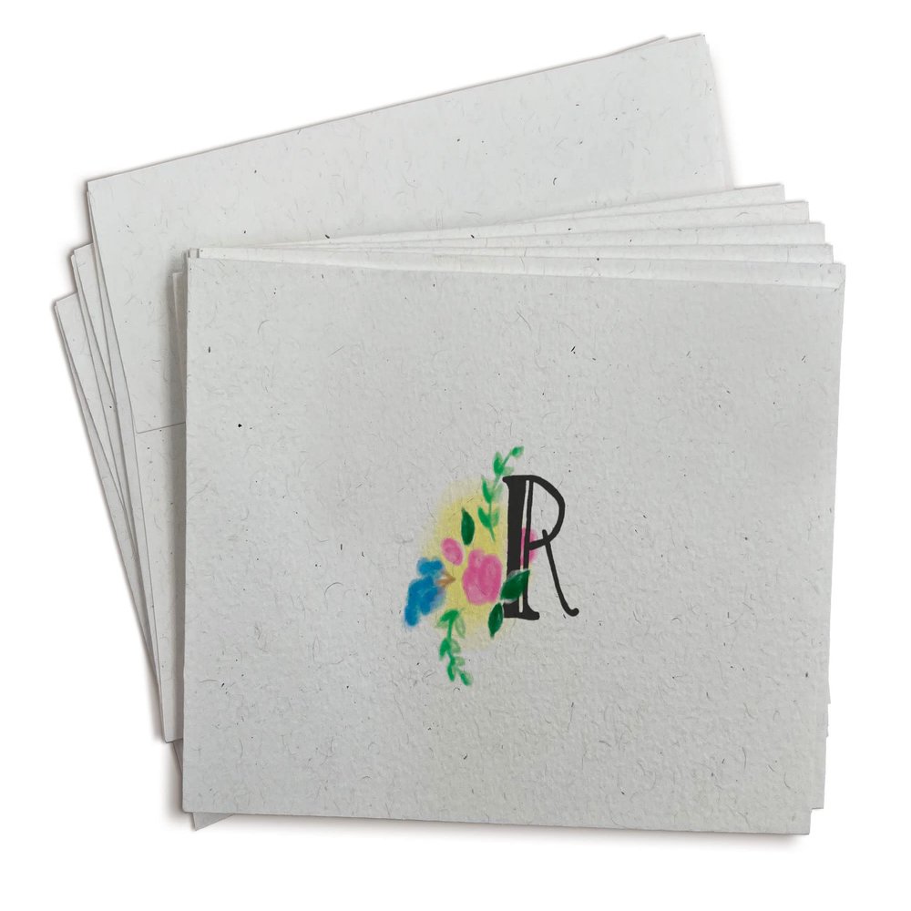 Sugartown Greetings Floral Monogram Note Cards - 24 Stationery Note Cards with Envelopes (Letter R)