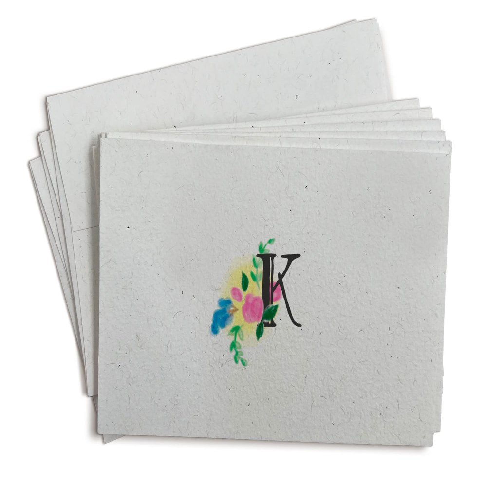 Sugartown Greetings Floral Monogram Note Cards - 24 Stationery Note Cards with Envelopes (Letter K)